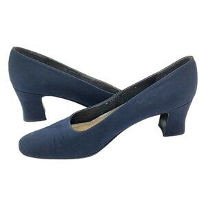 Stuart Weitzman Vintage Blue Suede Square Toe Heel Pumps Size 9AA